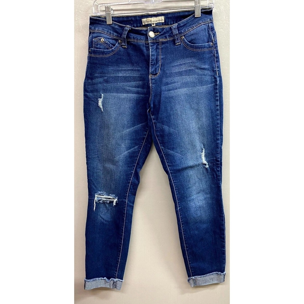 Royalty For Me WannaBettaButt? Jeans Womens 6 Blue Whiskering Denim Distressed